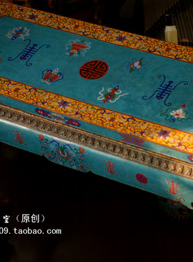 库存老货 北京仿清铜胎掐丝珐琅 景泰蓝桌子 条桌摆件 收藏品