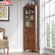 Pure solid wood glass door storage cabinet American wine cabinet corner cabinet triangle cabinet corner storage cabinet
