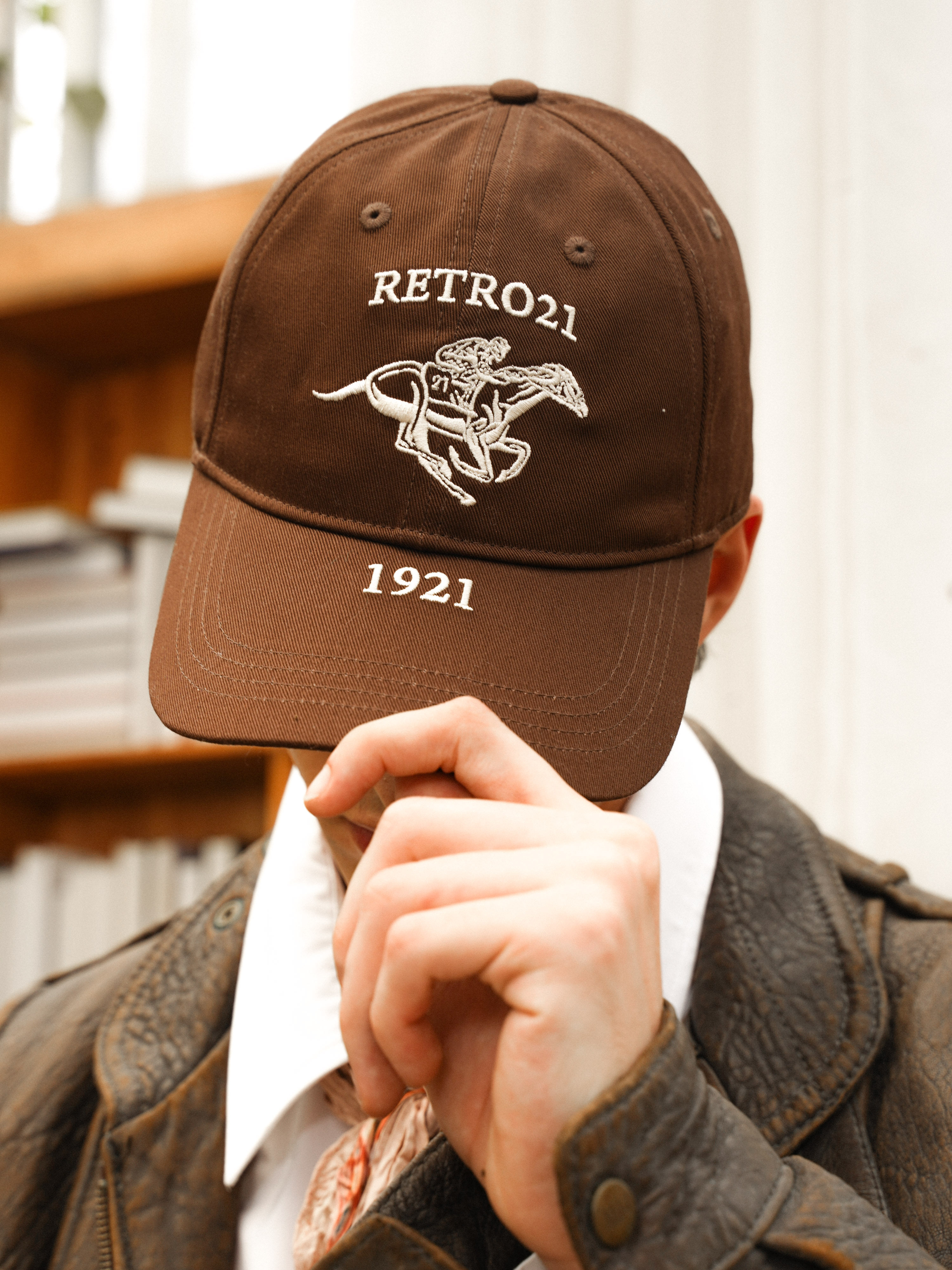 Retro21 R21春夏新款马术刺绣图案复古棕色棒球帽,淘宝优惠券,粉丝福利购,淘宝优惠卷