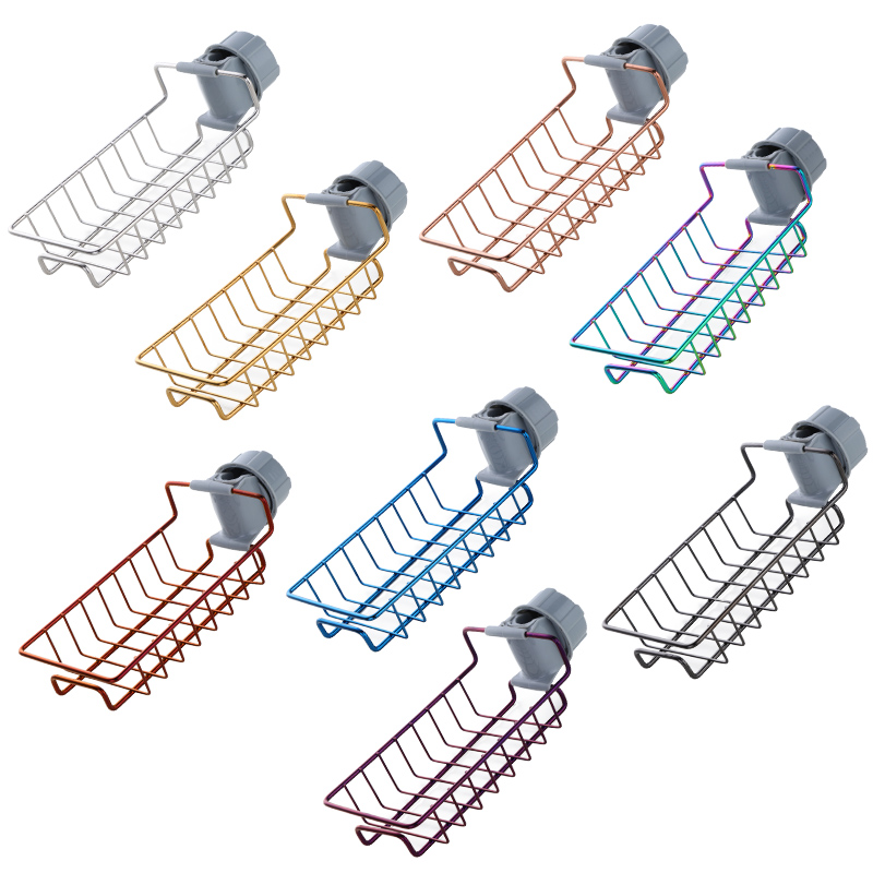 厨房水龙头置物架沥水架子水池收纳架放钢丝球不锈钢收纳抹布挂篮 - 图3