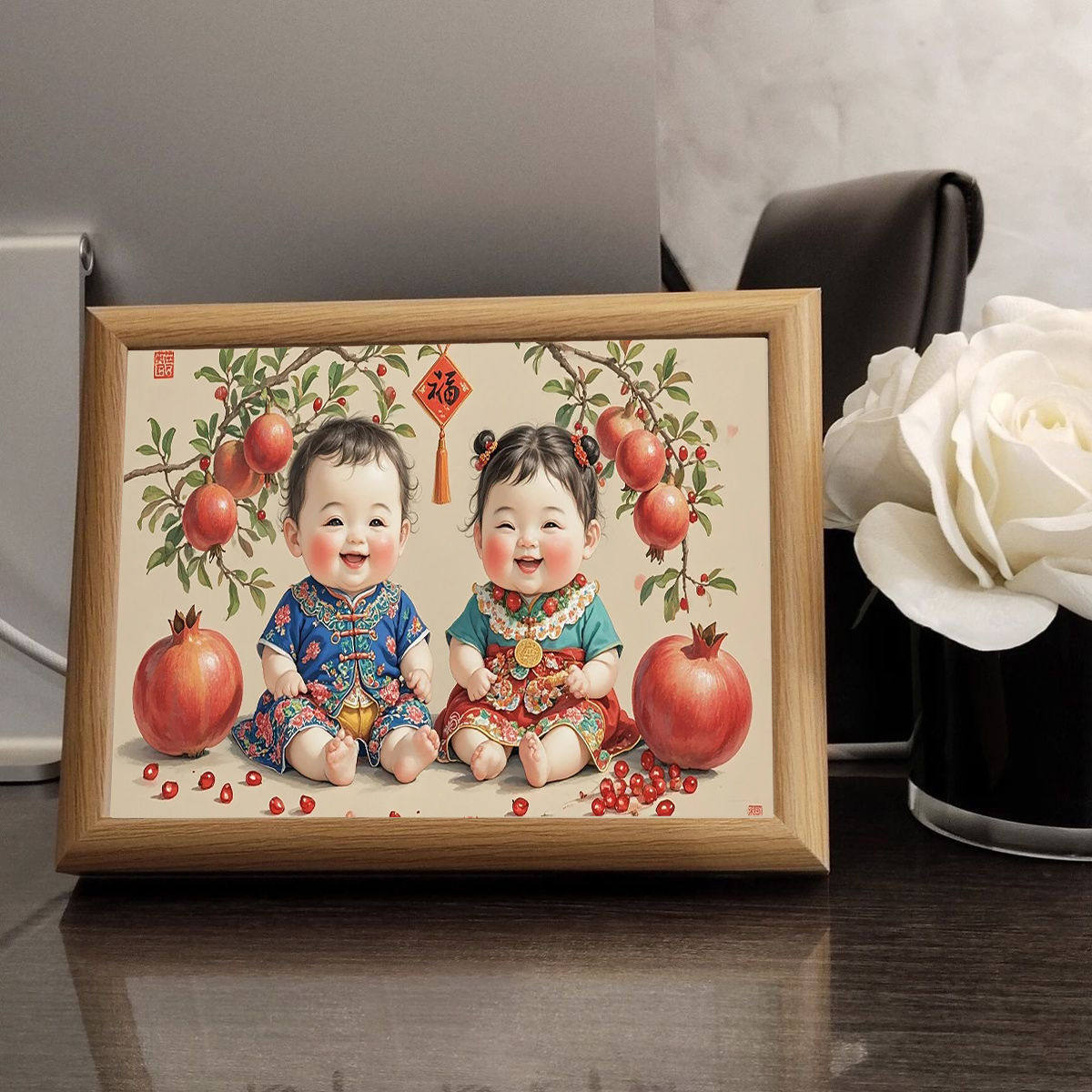 备孕宝宝年画娃娃相框宝宝图卧室摆件好孕连连老式年画桌面摆台,淘宝优惠券,粉丝福利购,淘宝优惠卷
