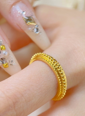 沙金镀金戒指简约素圈闭口