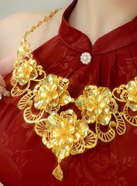 新中式繁花锦簇项链女款仿真黄金