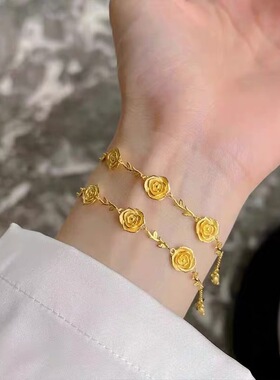 镀金玫瑰永生花手链仿真三金饰品