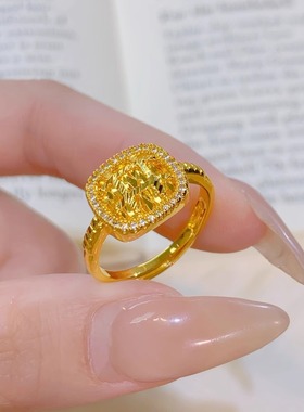 新款点钻镀金仿真黄金戒指镶嵌