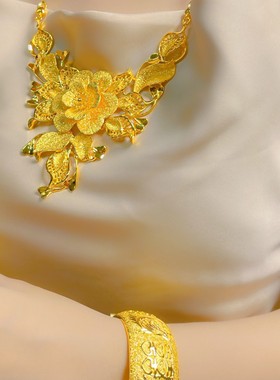 结婚仿真道具结婚三金首饰套装