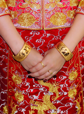 大气风水波轻薄30毫米龙凤手镯