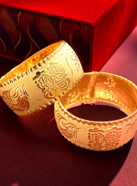 新款镀金永结同心龙凤手镯新娘结