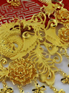 霸气风花朵新娘金首饰婚嫁项链