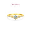 Chow Tai Fook SOINLOVE Glacier Blue Star Crown solid gold gold inlaid topaz ring VRV72