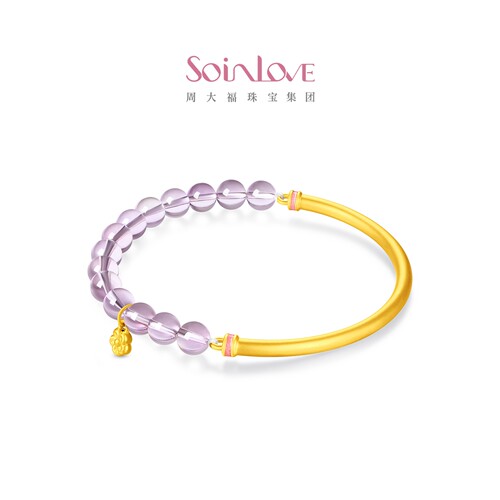 周大福SOINLOVE 十里红妆系列紫韵足金黄金紫水晶手镯 VRV7 - 图2