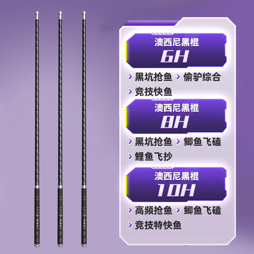 澳西尼黑坑钓鱼竿手杆超轻超硬19调黑棍8H飞磕6H罗非10H野钓大物 - 图2