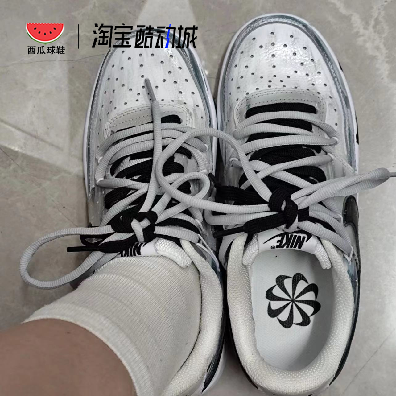 西瓜球鞋定制 Nike Court Vision Low 哥特纪元做旧涂鸦低帮板鞋 - 图1