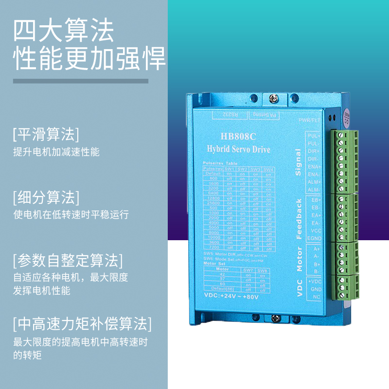 42闭环步进电机套装0.4N0.5N0.65N混合伺服步进电机驱动器HB808C-图0