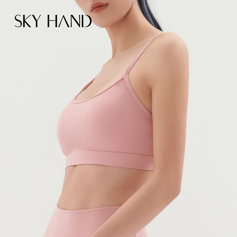 SKYHAND白色运动内衣女夏防震跑步瑜伽吊带背心健身文胸美背外穿-图3