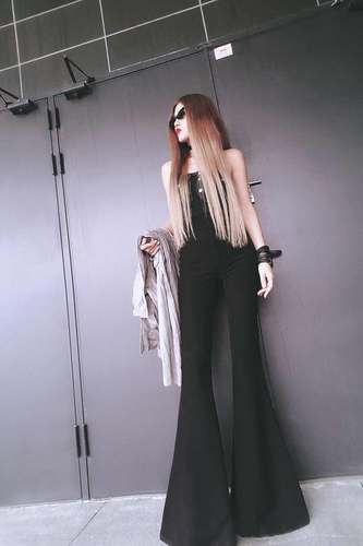 加绒【前拉链大喇叭】AOAOMISSSHOP  鳌鳌家 高腰黑色西装裤 长裤 - 图0