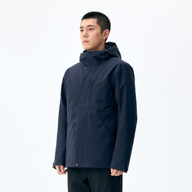 LANBU蓝步软壳三合一冲锋外套男装秋冬新款连帽运动服休闲夹克