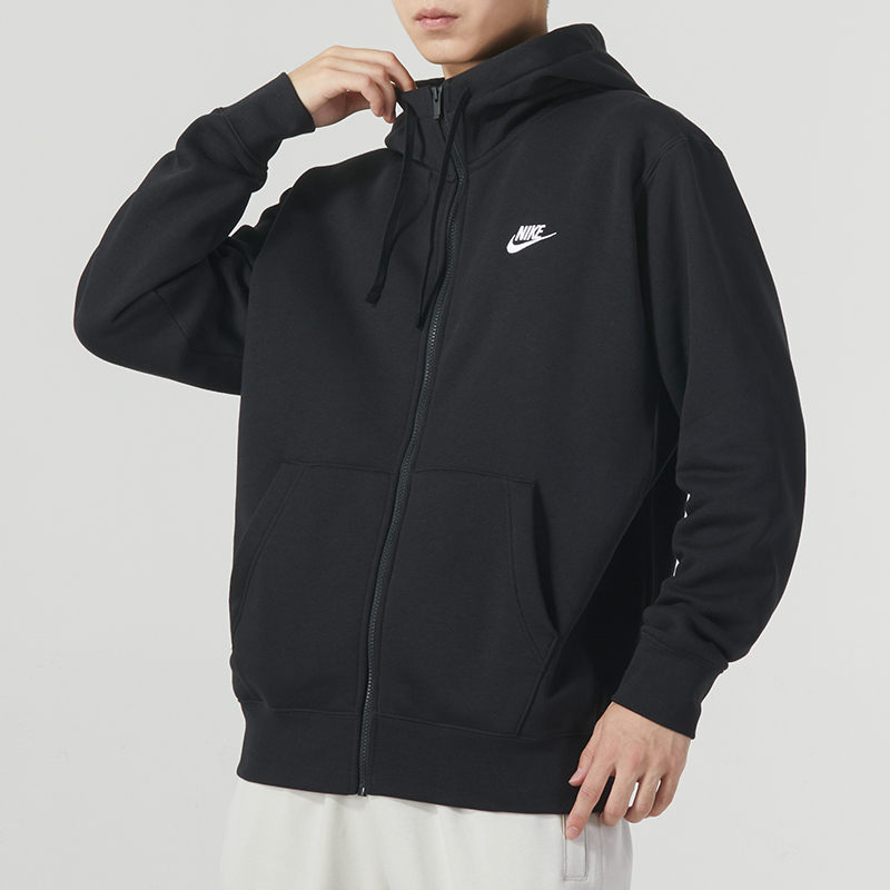 耐克正品连帽加绒夹克长裤两件套冬季保暖加厚运动服套装男装一套 - 图1