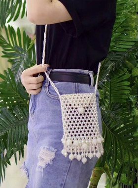 编织串珠仿珍珠手机包diy手工