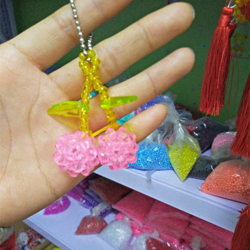 DIY手工串珠樱桃钥匙链手工珠子编织包包手机挂饰成品包邮 - 图0