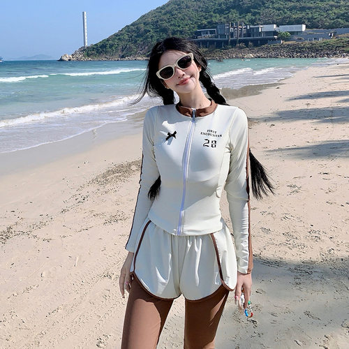 游泳衣女2026新款分体运动风保守遮肚显瘦韩国ins风泡温泉游泳装 - 图2