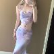 Split sexy bikini long dress swimsuit soak in hot spring