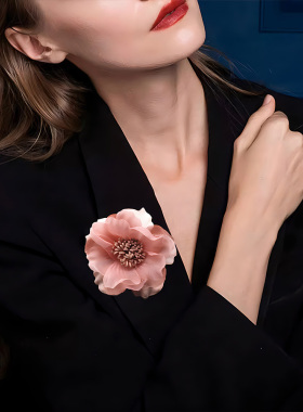 清仓布艺立体花朵胸针女小众设计感绢纱胸花气质连衣裙礼服配饰品