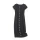Round neck single row snap button hip dress