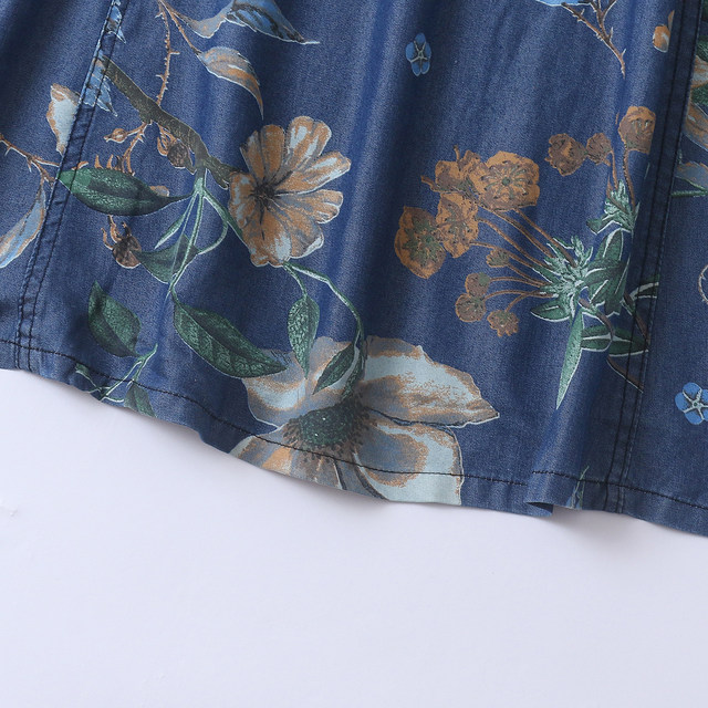 ເສື້ອຜ້າແຟຊັ່ນກະທັດຮັດຄໍ V-neck Tencel print patchwork