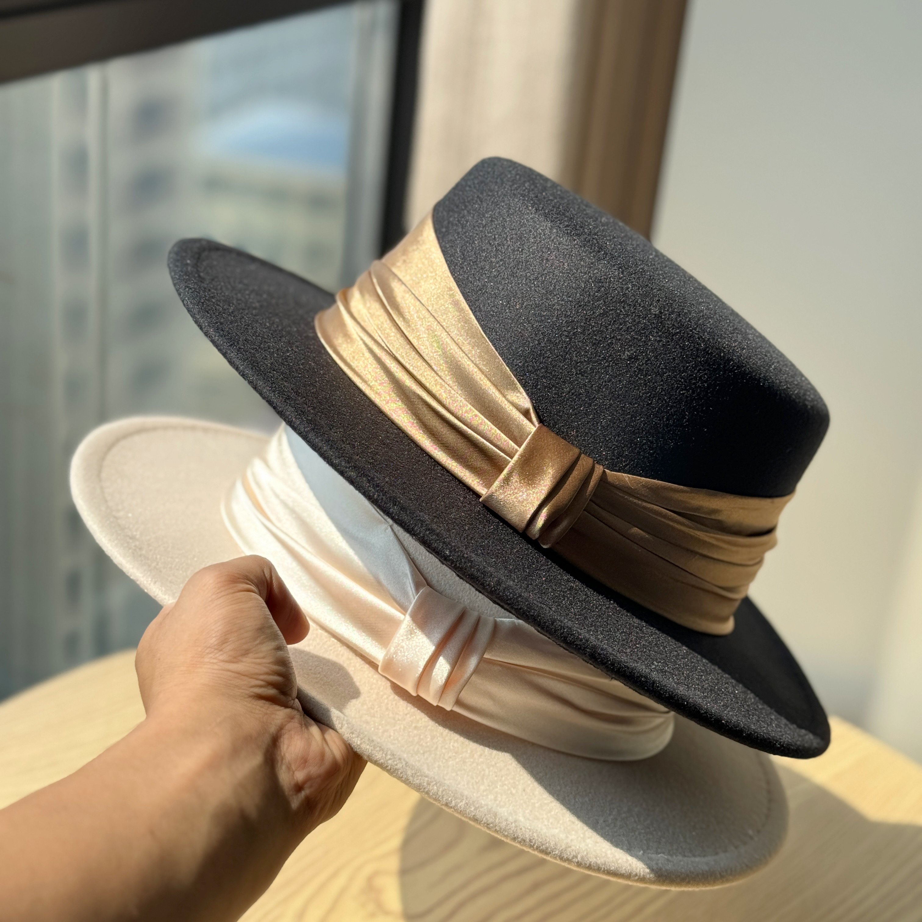 新款法式优雅蝴蝶结礼帽女冬英伦复古羊毛毡帽时尚百搭毛呢爵士帽,淘宝优惠券,粉丝福利购,淘宝优惠卷