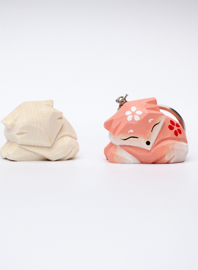 猫猫木雕狐狸八重神子桌面小摆件手工diy上色白模装饰品家居礼物