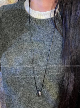 极简钛钢水滴吊坠项链女小众轻奢ins嘻哈长款毛衣链不掉色配饰男