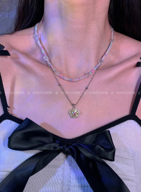 两条装夏日多巴胺彩色花朵项链