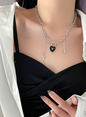 设计感别针吊坠项链小众锁骨链