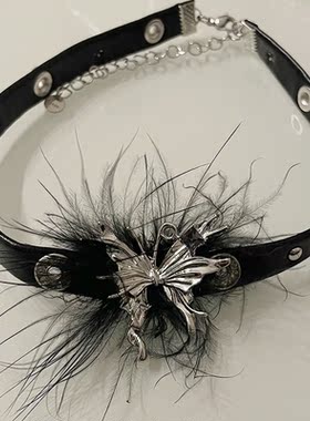女毛绒蝴蝶项圈高级感项链choker