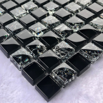 Black Mosaic Crystal Glass Background Wall Stone Nordic Uan Guan Swimming Pool Living-room Toilet Bathroom Tiles