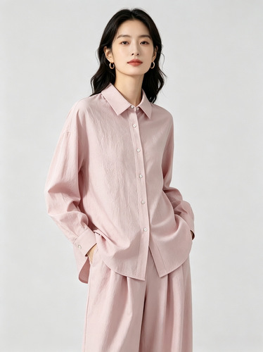 ZUOTU｜100%醋酸春夏新款丝滑衬衫直筒阔腿裤套装女高级感两件套 - 图1