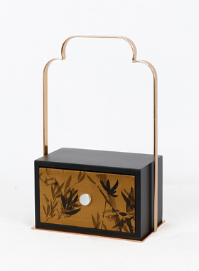 新中式复古手提盒摆件客厅玄关样板间禅意茶室茶桌宋式美学装饰品