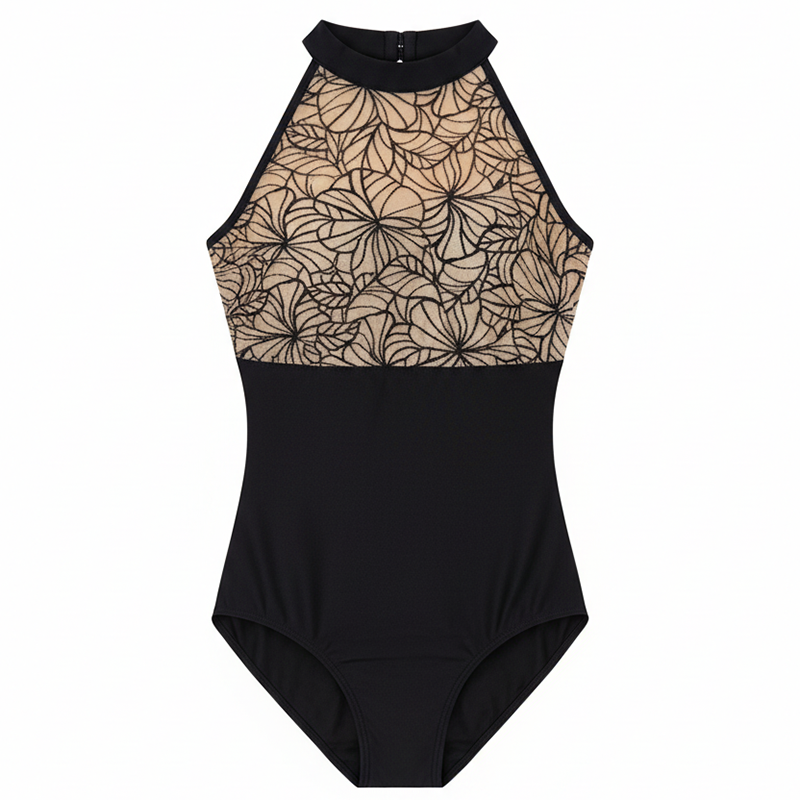 黑色挂脖芭蕾舞服女蕾丝拼接露背练功服短裙舞蹈形体服高跨体服,淘宝优惠券,粉丝福利购,淘宝优惠卷