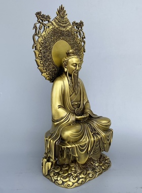 纯铜原始天尊摆件三清道祖神像太上老君铜灵工艺品宝天尊道德天尊