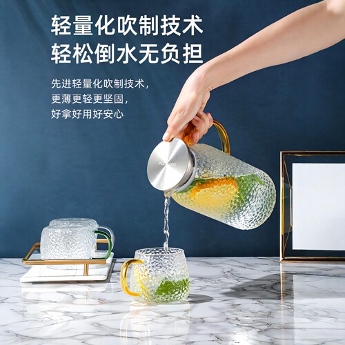 富光冷水壶凉水壶耐高温家用大容量泡茶壶凉水杯冰箱玻璃水壶套装 - 图3