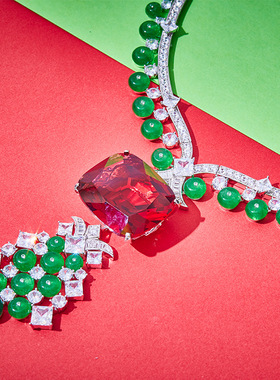 项链高级感轻奢小众红钻晚装链