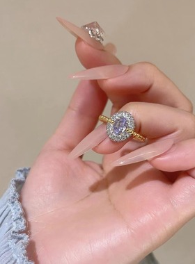 戒指女小众设计百搭冰花切紫色