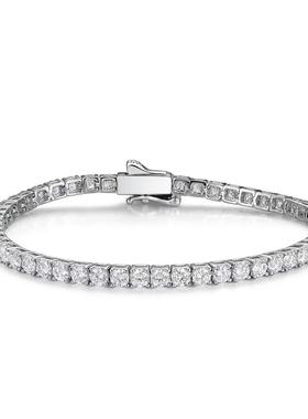 莫桑石网球手链黄铜白铜材质