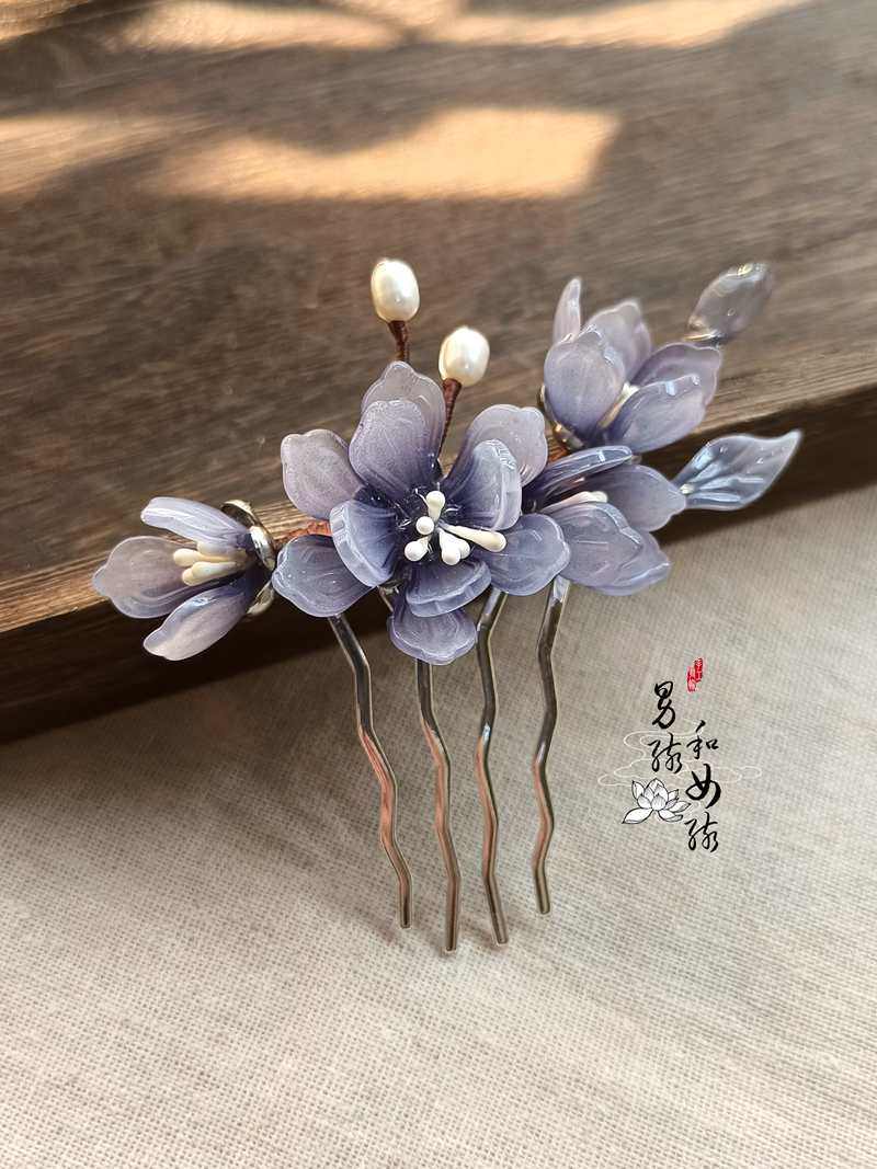 原创手工气质精致汉服旗袍步摇古装流苏发梳－疏桐发梳（配锦盒）_虎窝淘