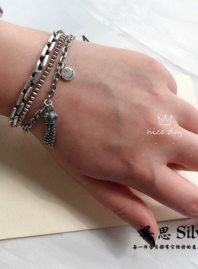 异思东大门流苏小方形复古风手链