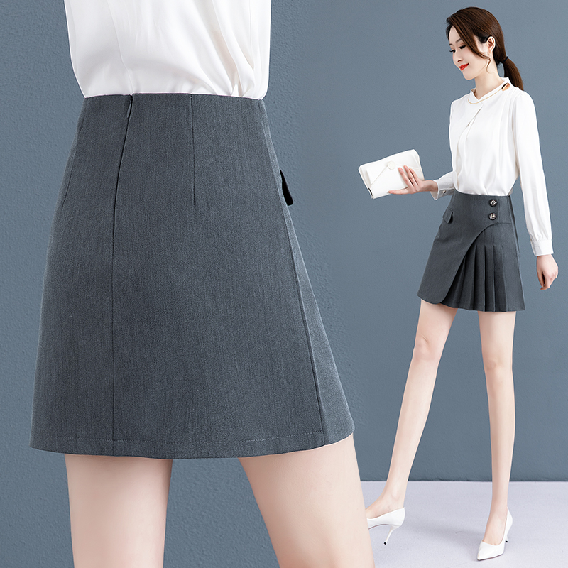 卡貂尼旗舰店百褶短裙女春秋2022年新款时尚不规则高腰a字包臀裙气质显瘦裤裙1