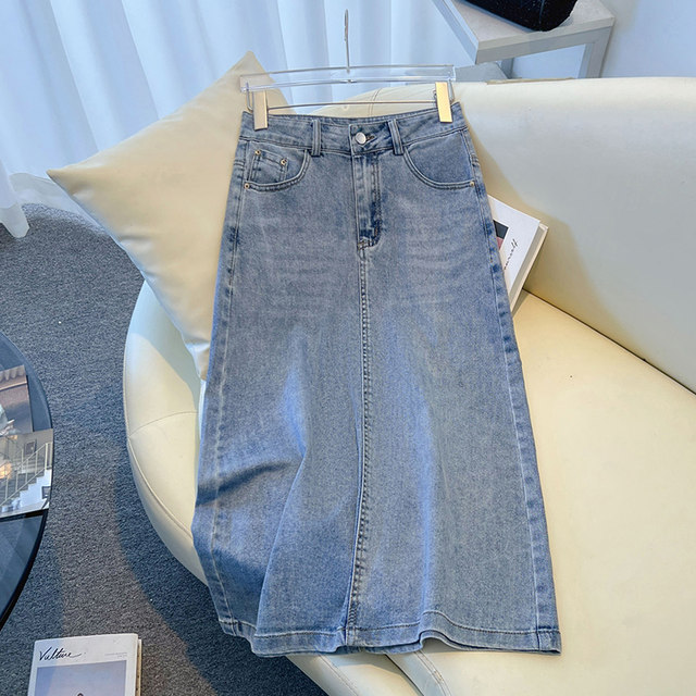 ສິ້ນກະໂປງ denim ປັກແສ່ວແບບຈີນກາງຍາວ Camani