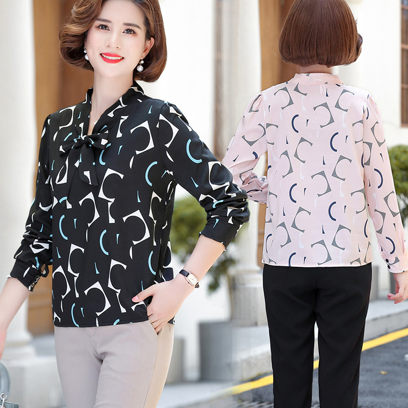 衬衫七分袖妈妈雪纺短袖减龄打底衫 泰妃中老年女装