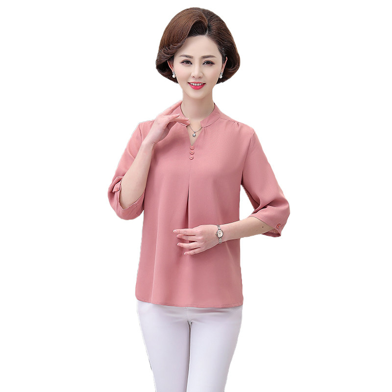 妈妈春装40岁洋气小衫夏季宽松衬衫 泰妃中老年女装